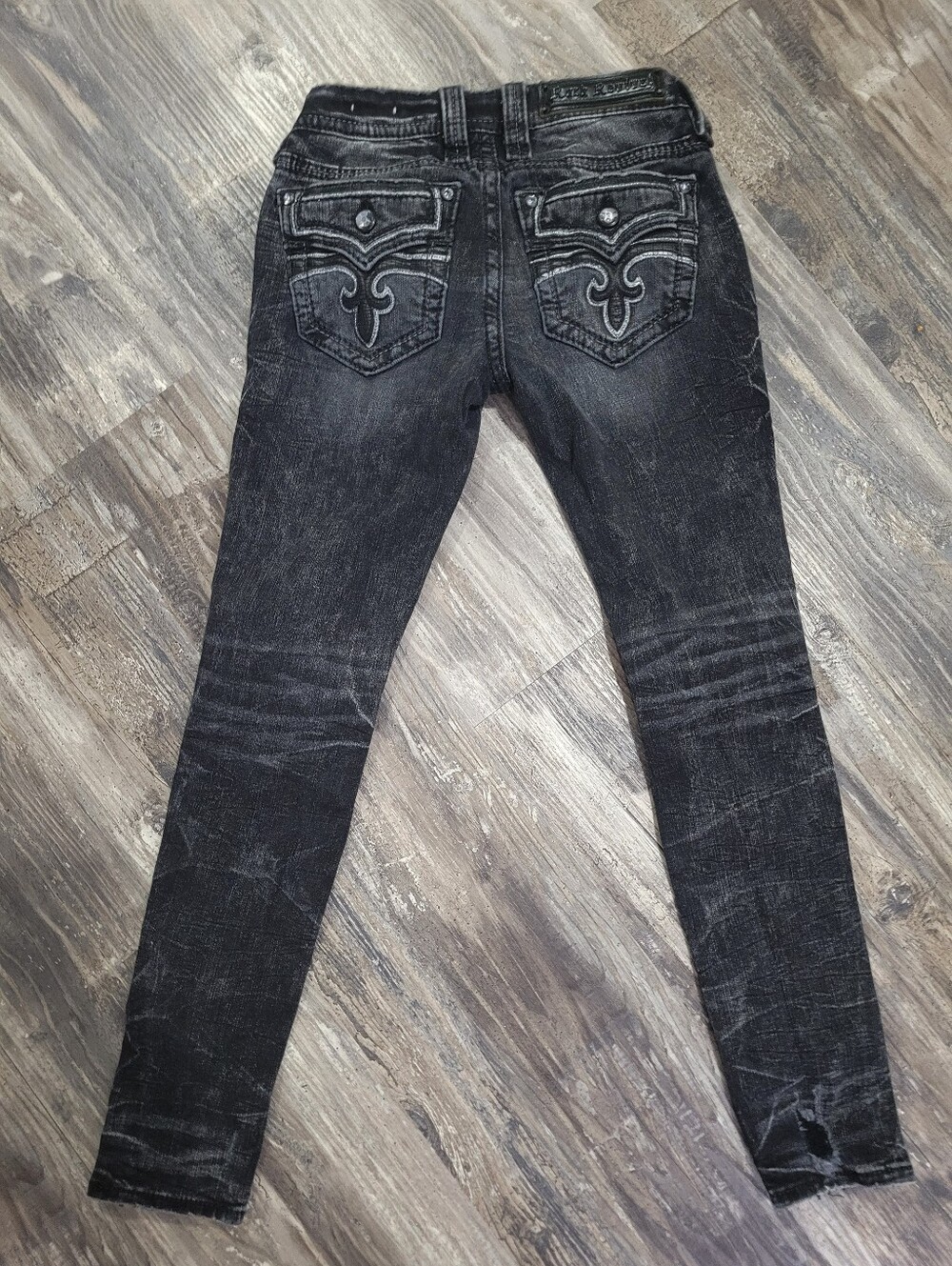Rock Revival Jeans Women Sz 25 Celinda Skinny Black Distressed